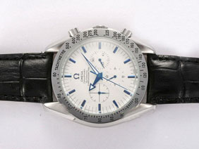 Omega Speedmaster Chronograph Automatic Blue Marking with White Dial 
