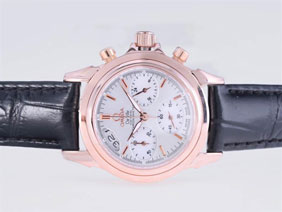 Omega De Ville Working Chronograph Rose Gold Case with White Dial- Lady Size 