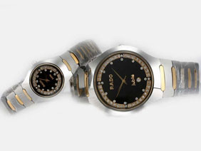 Rado Classic Jubile Two Tone Diamond Marking with Black Dial-Couple Watch