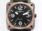 Bell&Ross BR 01-92 Automatic PVD Case with Rose Gold Bezel and Black Carbon Fibre Style Dial-Rubber Strap 46x46mm 