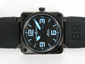 Bell&Ross BR 01-92 Automatic PVD Case with Black Carbon Fibre Style Dial and Blue Marking-Rubber Strap 46x46mm 