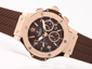 Hublot Big Bang Chronograph Asia Valjoux 7750 Movement Rose Gold Case with Brown Checkered Dial 